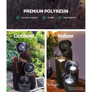 Solar 3 Tier Buckets Cascade Water Feature 3 views