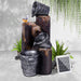 Solar 3 Tier Buckets Cascade Water Feature with plants