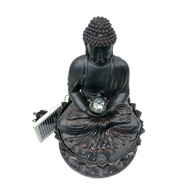 Solar Buddha Water Feature Fountain Whitebackground Upview