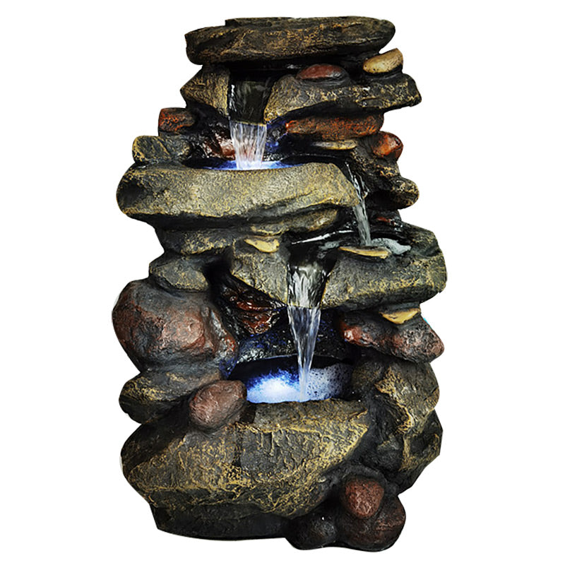 Stacked River Stones 3-Tiers Water Feature Fountain 