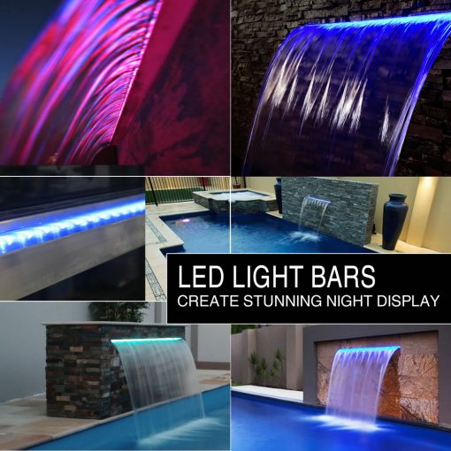 Stainless Steel Water Wall Blade Green LED Beauty