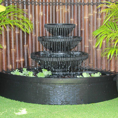 Three tier Corner Bowl Balinese Style Fountain Charcoal colour Ftont View