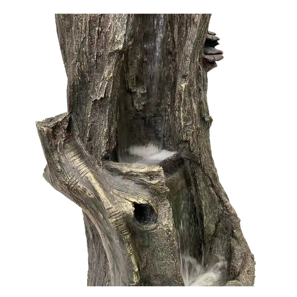 Tree Trunk Cascade Log Water Fountain Water Feature middle section view