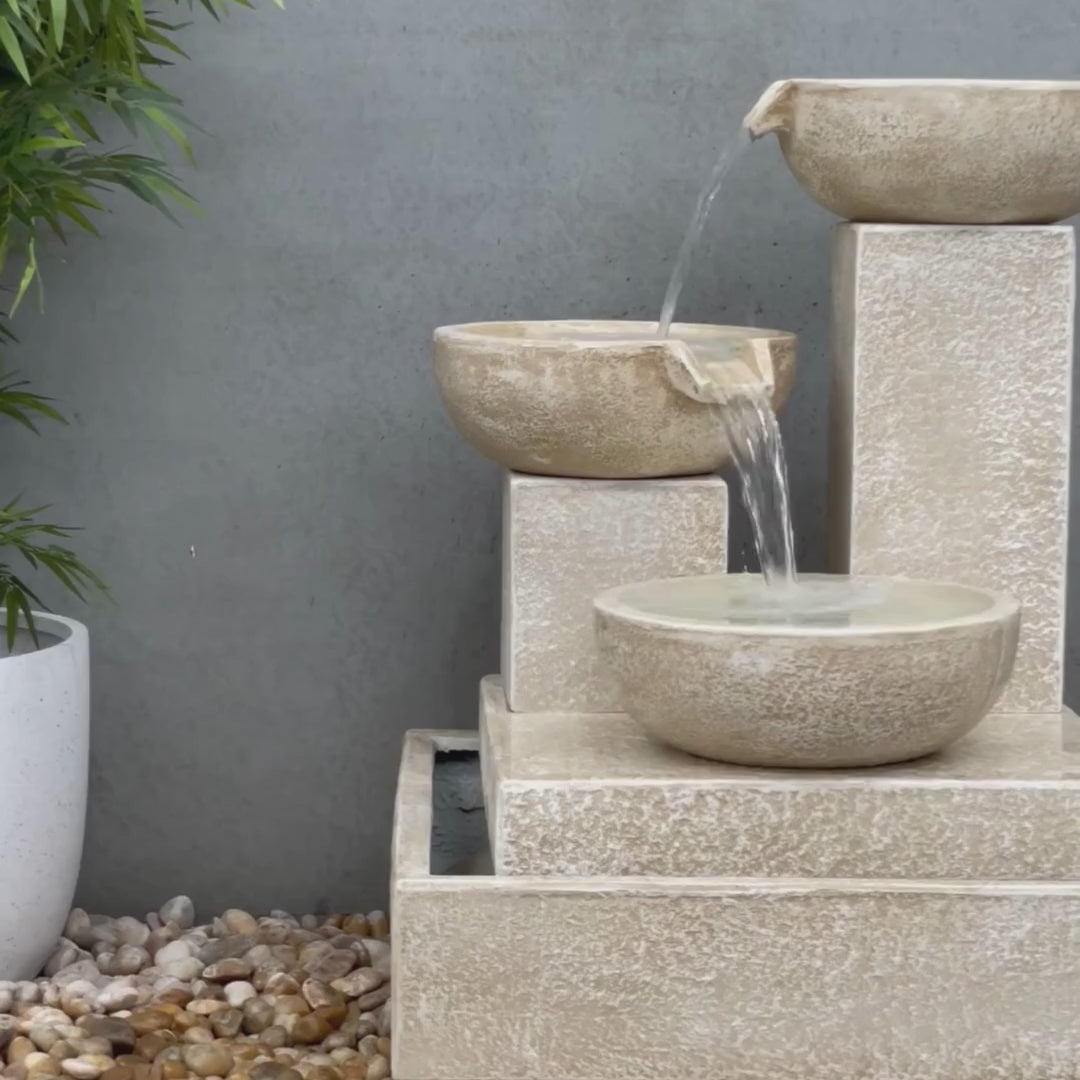 Trio Bowls Balinese Style Cascading Water Feature Fountain cascading