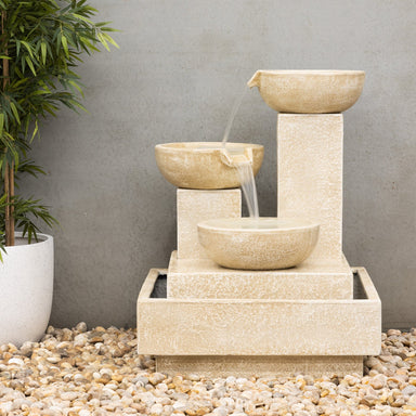 Trio Bowls Balinese Style Cascading Water Feature Fountain main view
