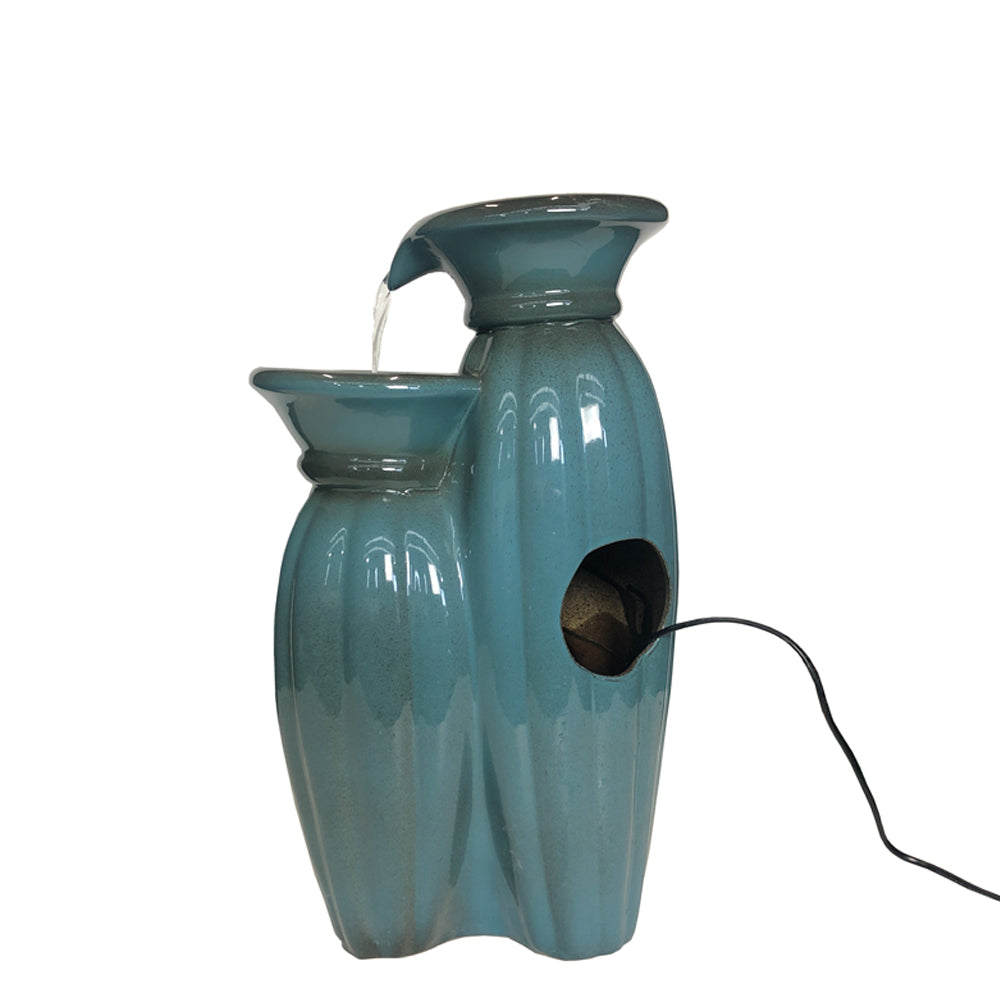 Triple Ceramic Vase Cascade Water Featire with back view