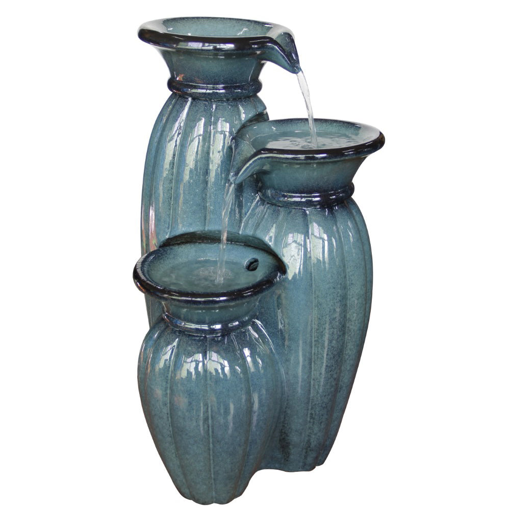 Triple Ceramic Vase Cascade Water Featire with water