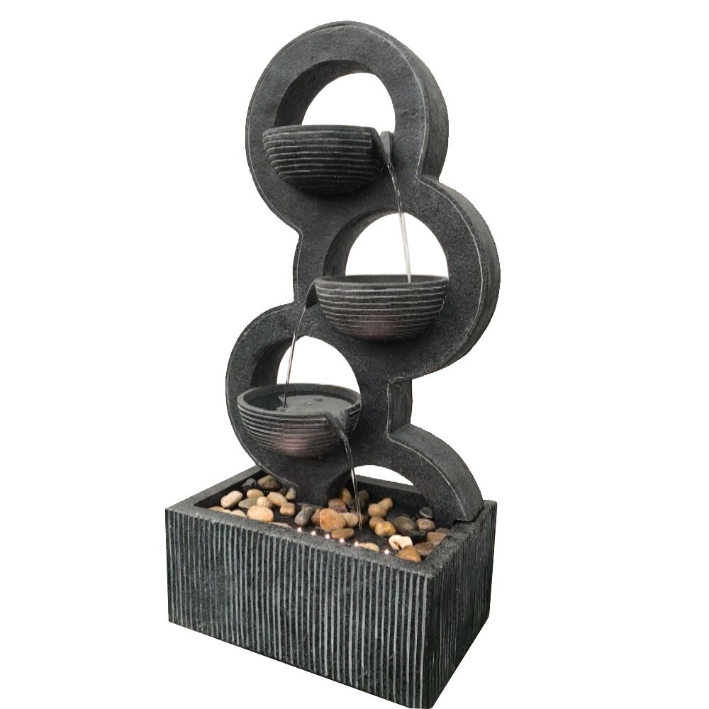 Triple Circles Cascade Water Feature Fountain right side view