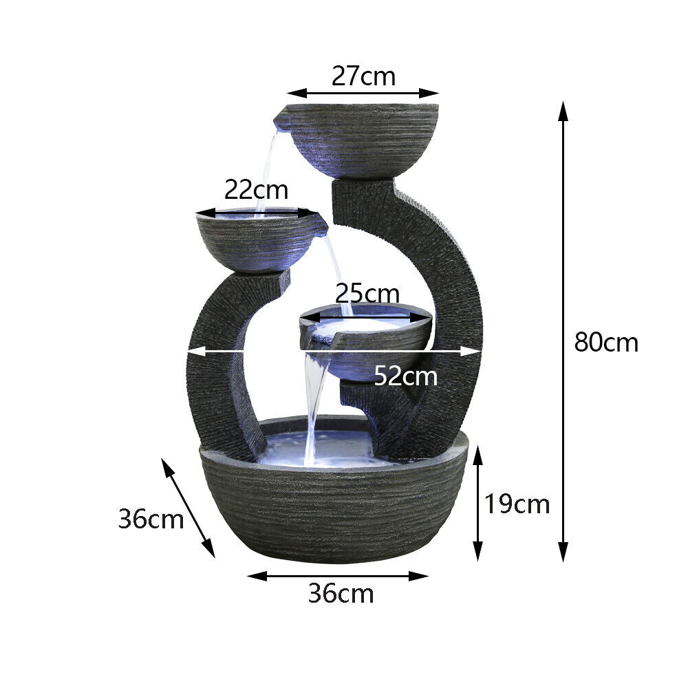 Triple Plate Bowls Water Feature Fountain dimensions