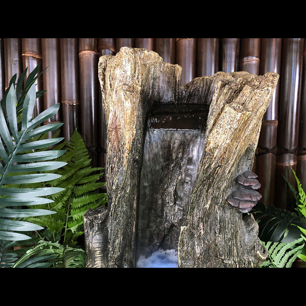Upper view of Tree Trunk Cascade Log Water Feature