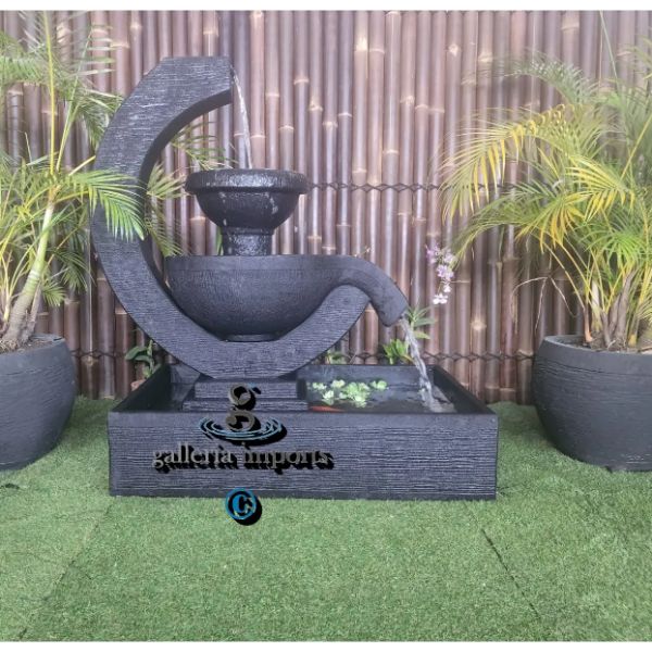 Verona Cascade Balinese Water Feature Charcoal Front View