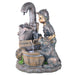 Wheelbarrow Boy and Puppy Water Feature Fountain Main View