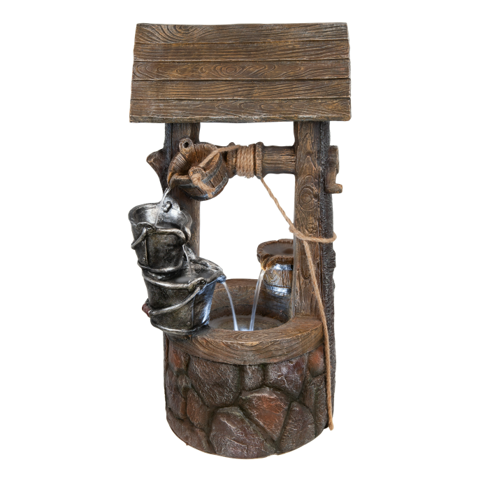 Wishing Well Water Feature Fountain With 4-Tier Buckets Main View