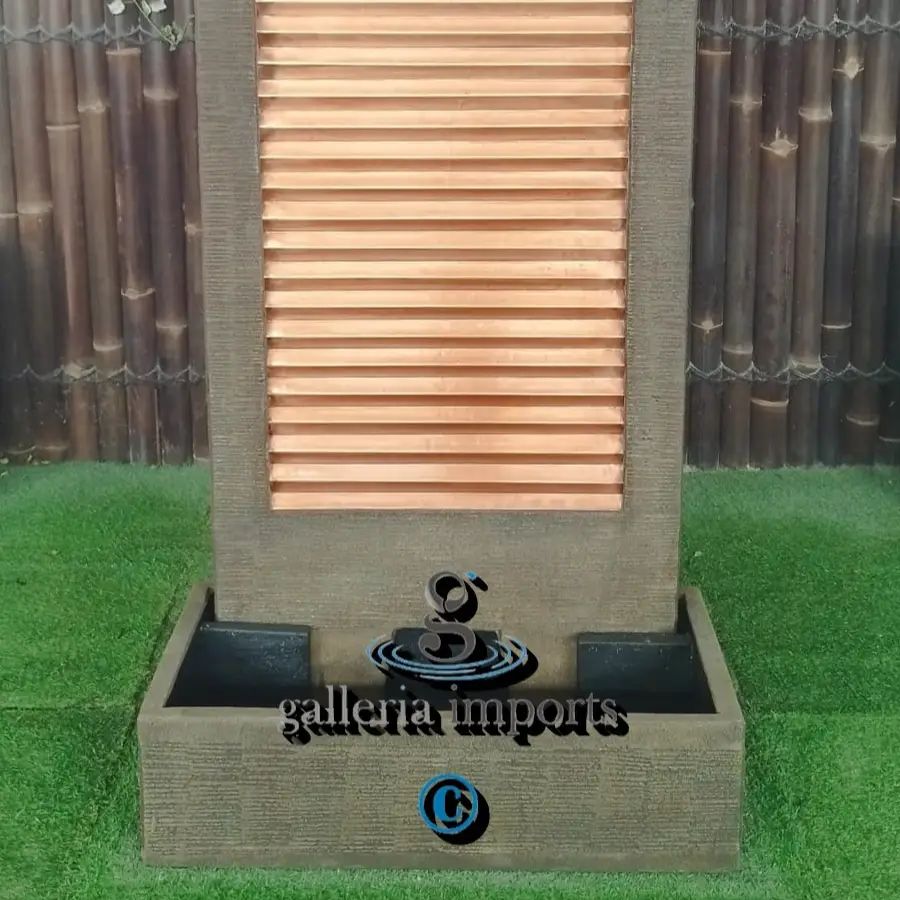 Zig Zag Copper Wall Water Feature ftont view