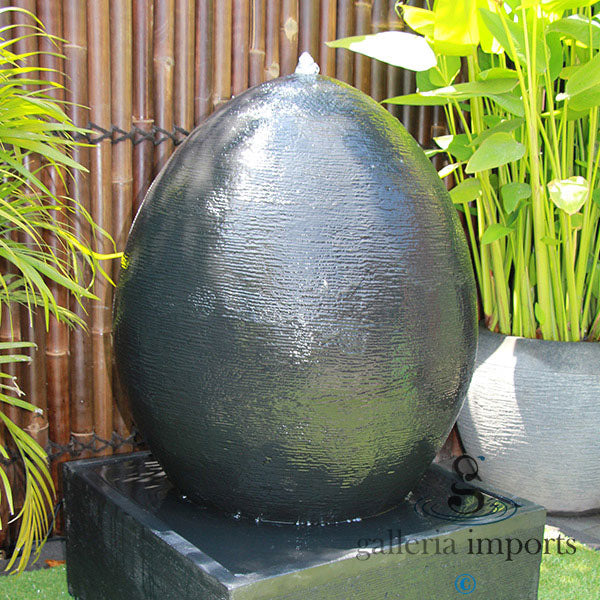 egg water fountain charcoal left view