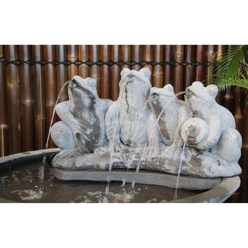 grey Frog Pond Bowl Water Feature Fountain close view