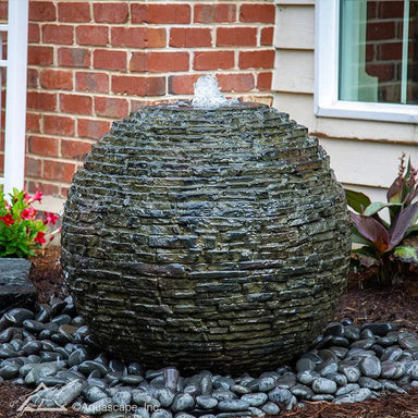 medium stacked slate sphere water fountain kit with rocks