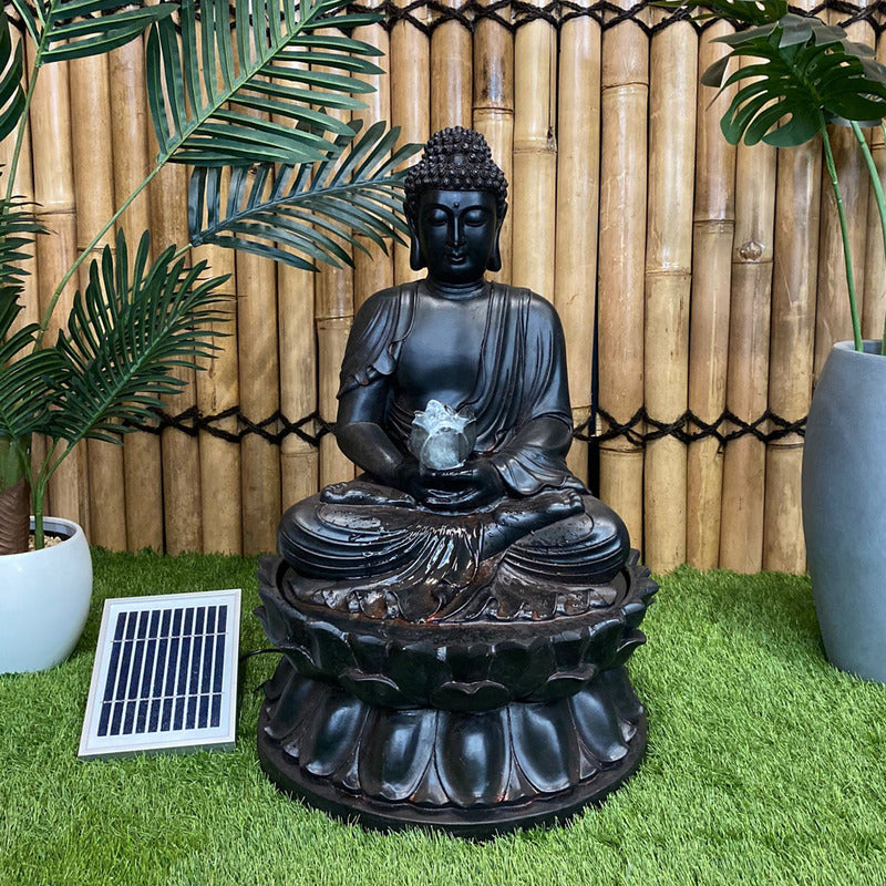 outdoor solar buddha fountain front view