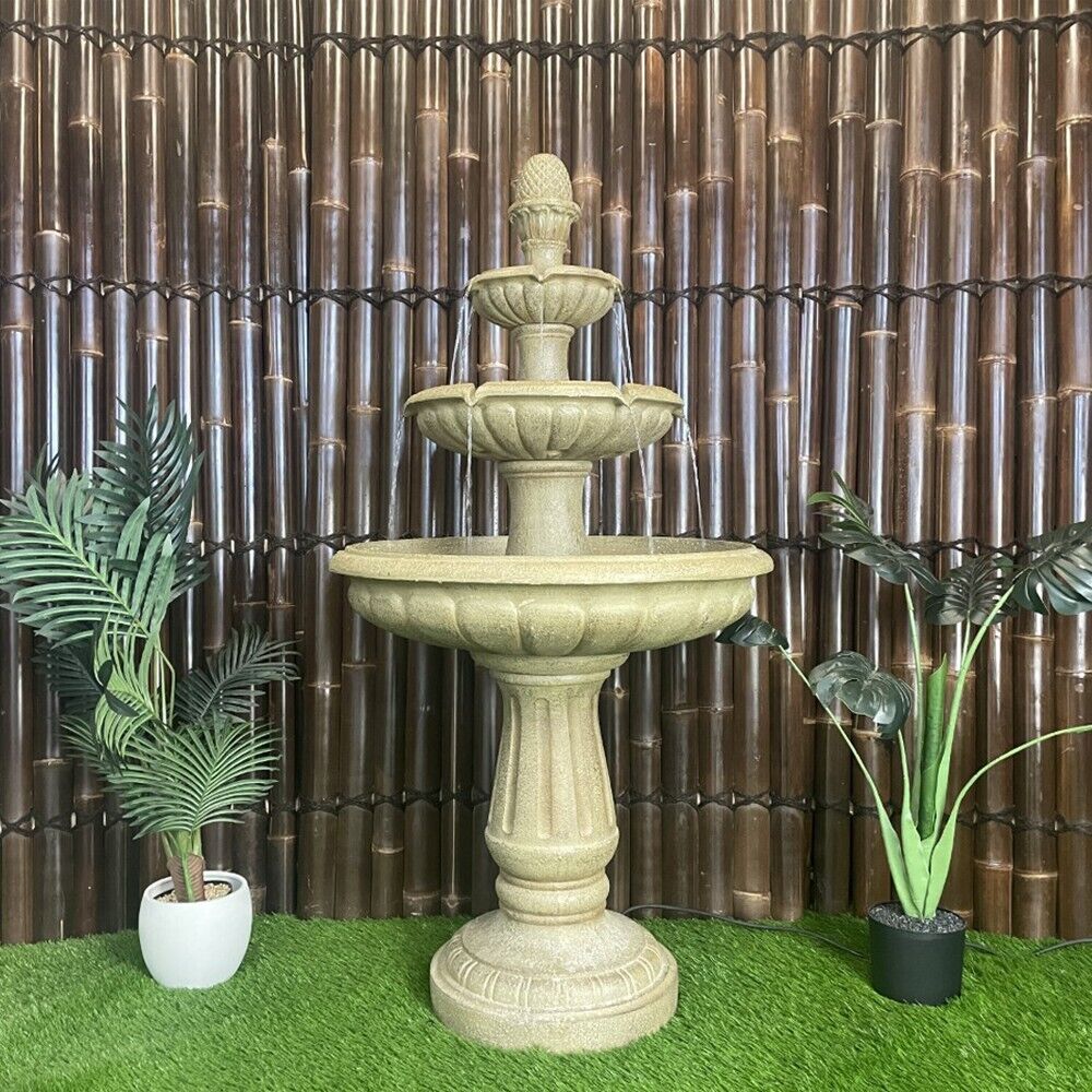 Classic 3 Tier Stone Effect Bird Bath Water Feature Fountain