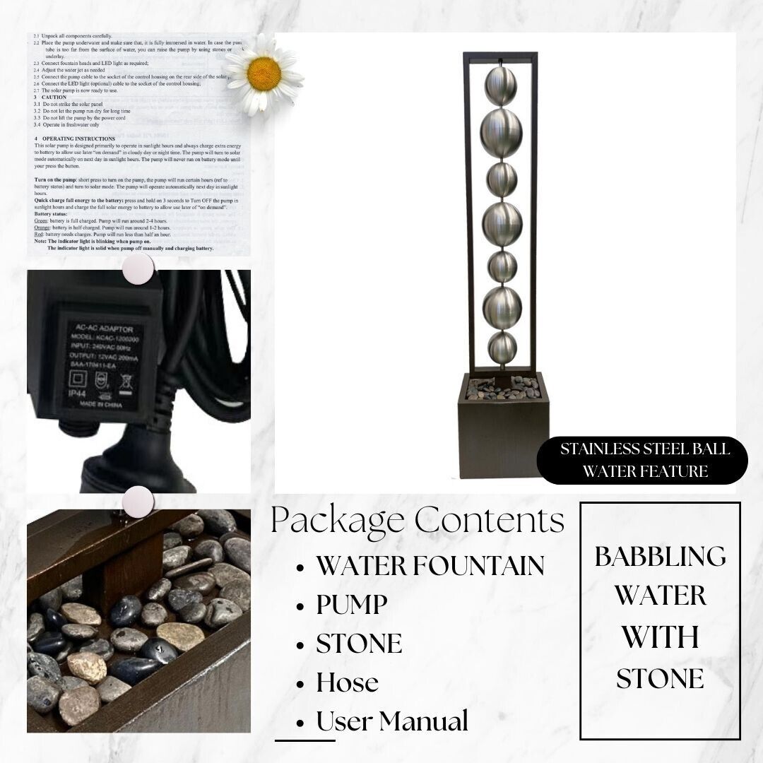 Stainless Steel Ball Water Feature Fountain and Water Pump