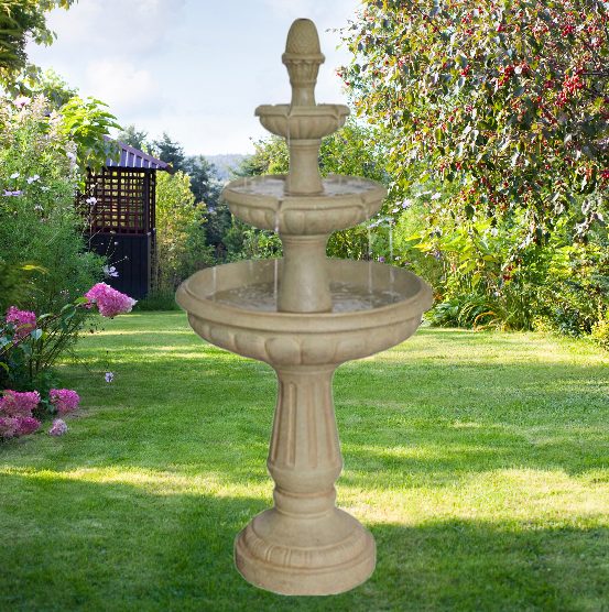 Classic 3 Tier Stone Effect Bird Bath Water Feature Fountain