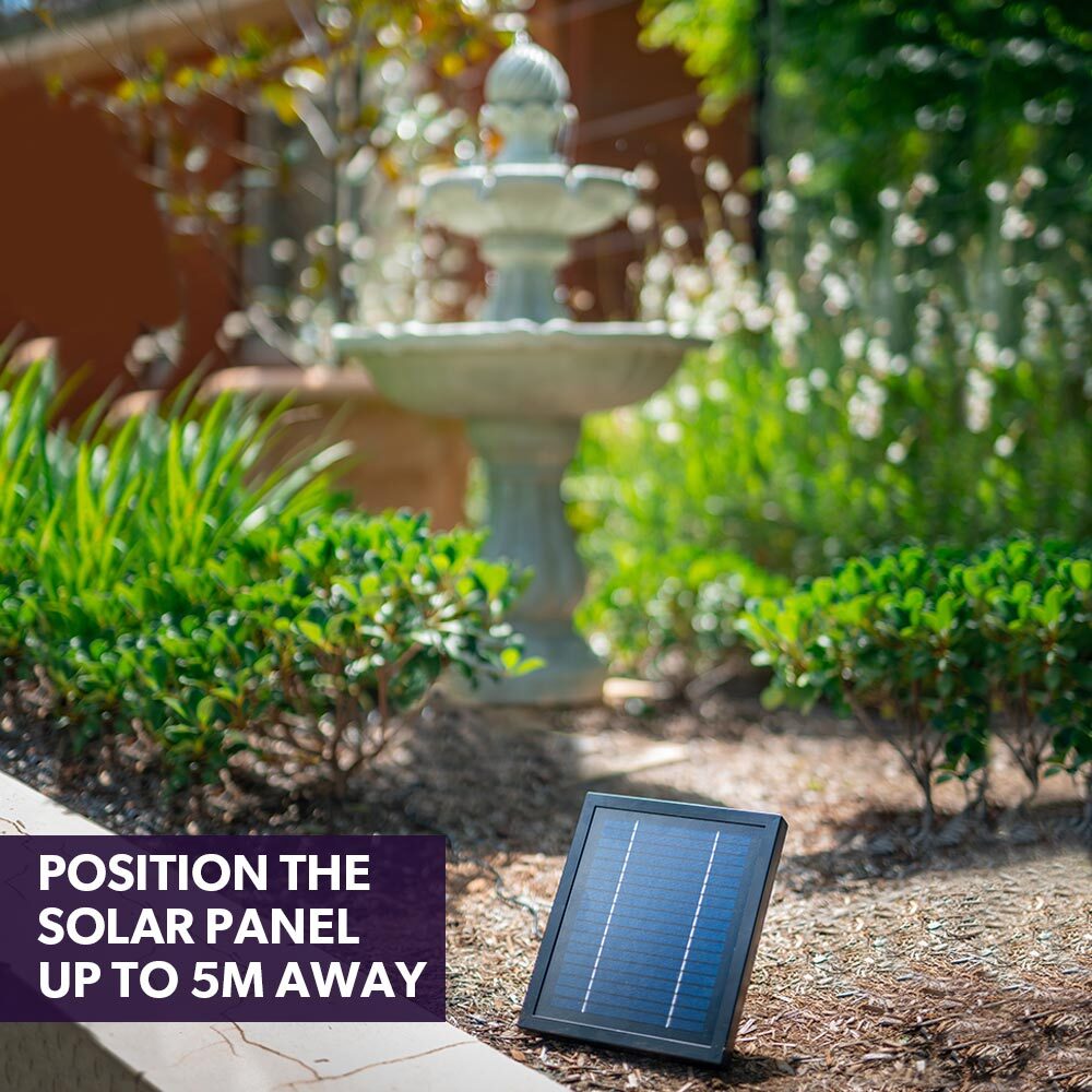 3 Tier Bird Bath Solar Water Feature and solar panel