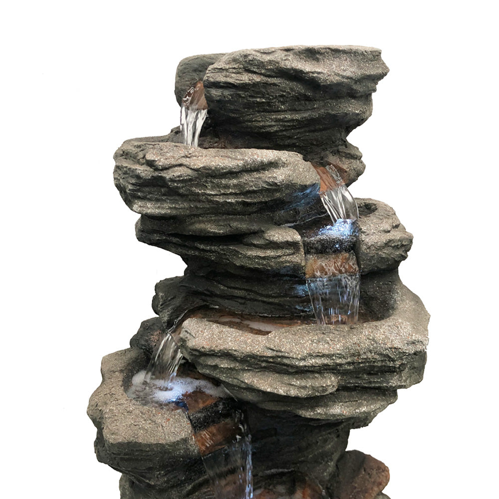 6 Tier Cascade Rock Water Feature Fountain Close up