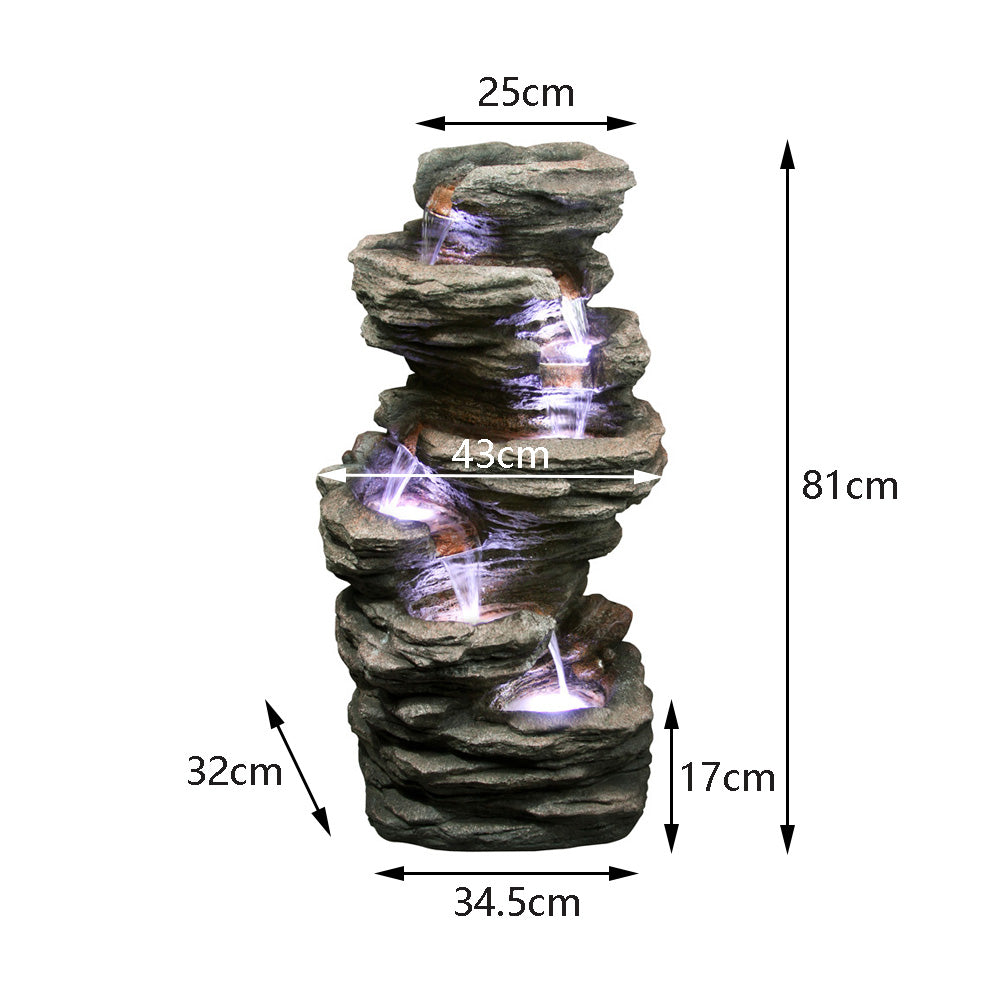 6 Tier Cascade Rock Water Feature Fountain Dimensions
