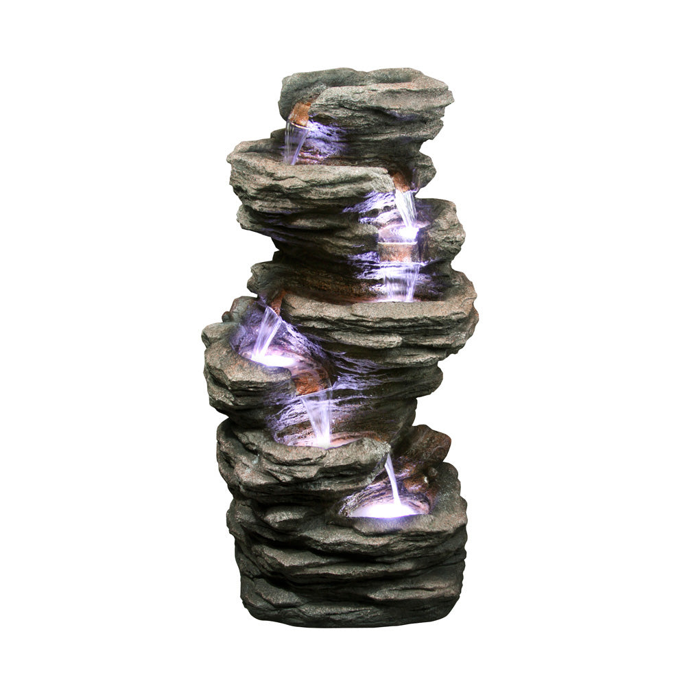 6 Tier Cascade Rock Water Feature Fountain LED