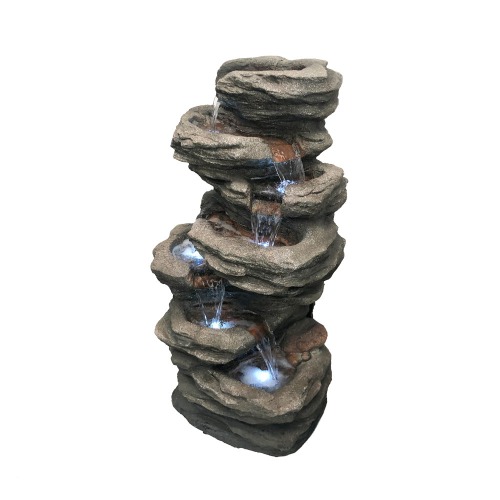 6 Tier Cascade Rock Water Feature Fountain Main