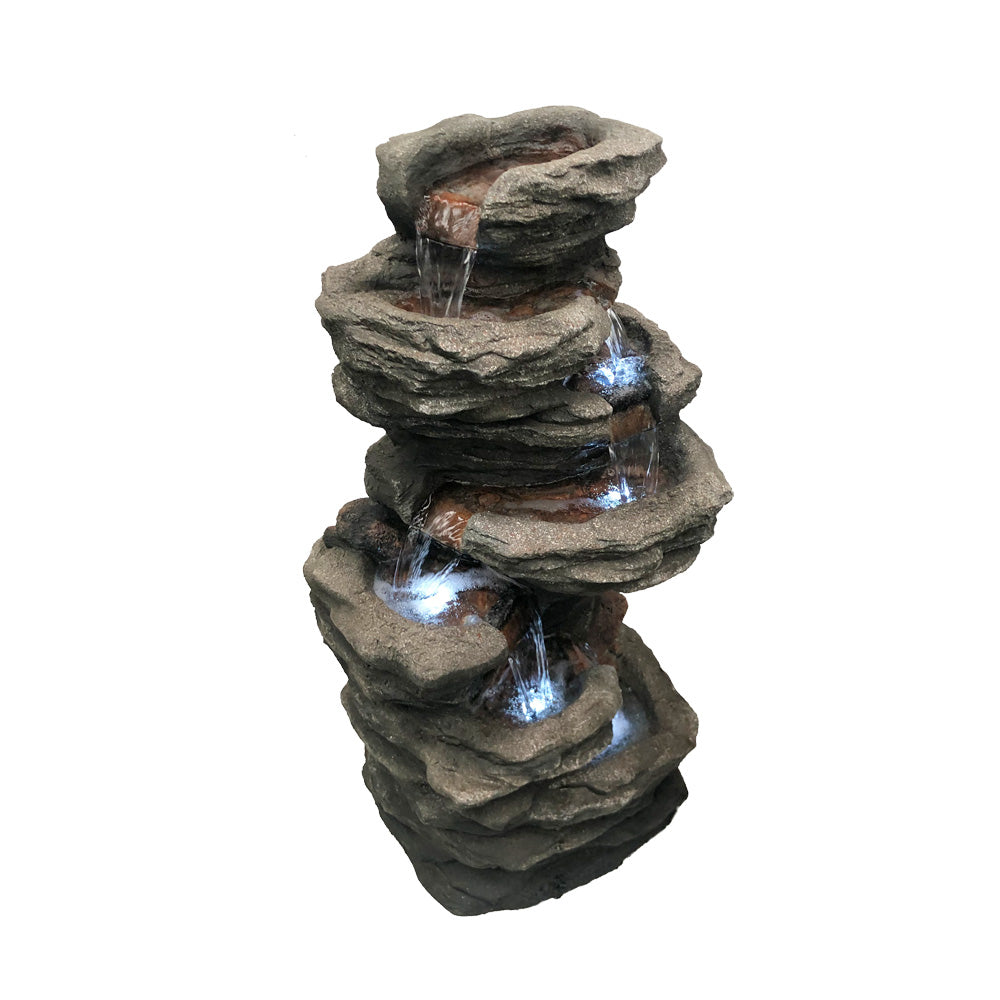 6 Tier Cascade Rock Water Feature Fountain Slight upper view
