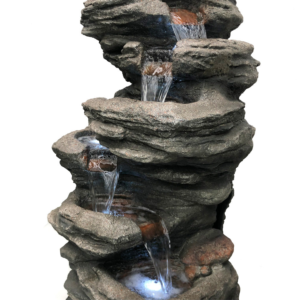6 Tier Rock Water Feature Fountain cascading