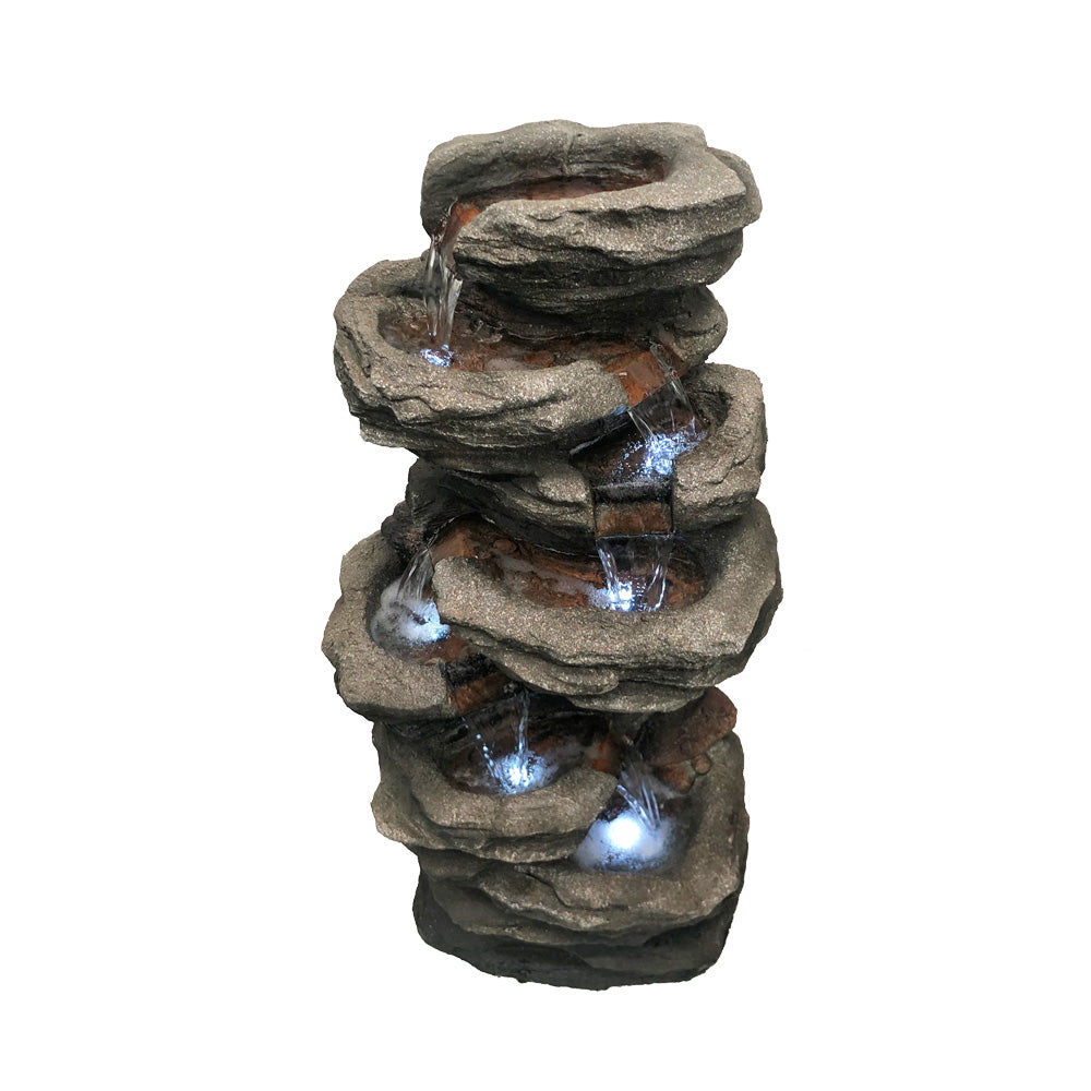 6 Tier Rock Water Feature Fountain View from top
