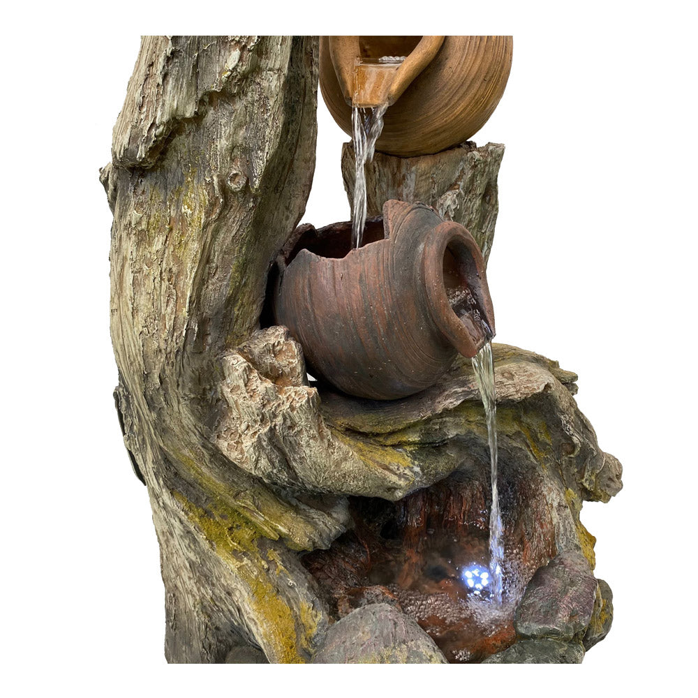 Tree Trunk With Pots Water Feature Fountain Middle part view