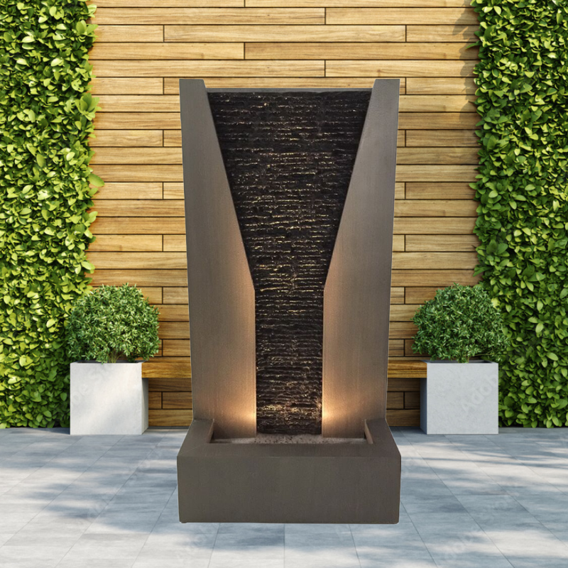 Modern Panel Water Wall Feature Fountain with LED Main View