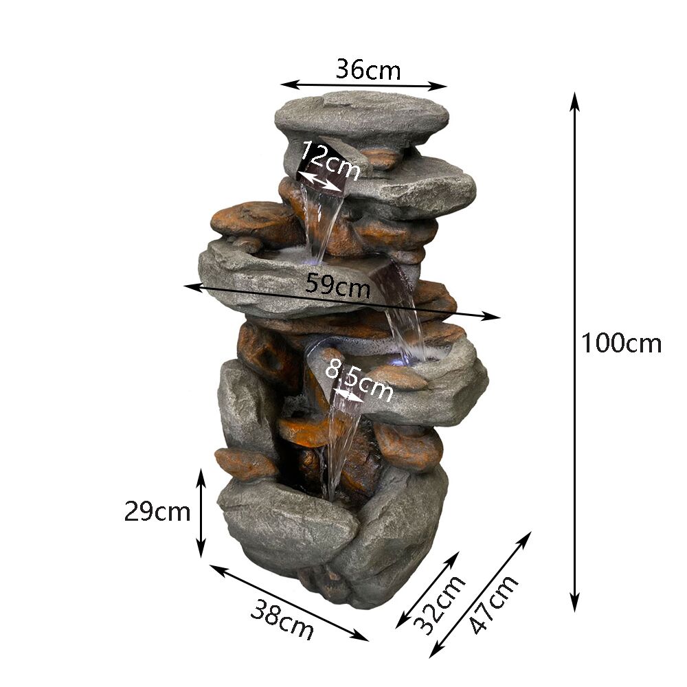 Rainforest Cascade Rock Water Feature dimensions