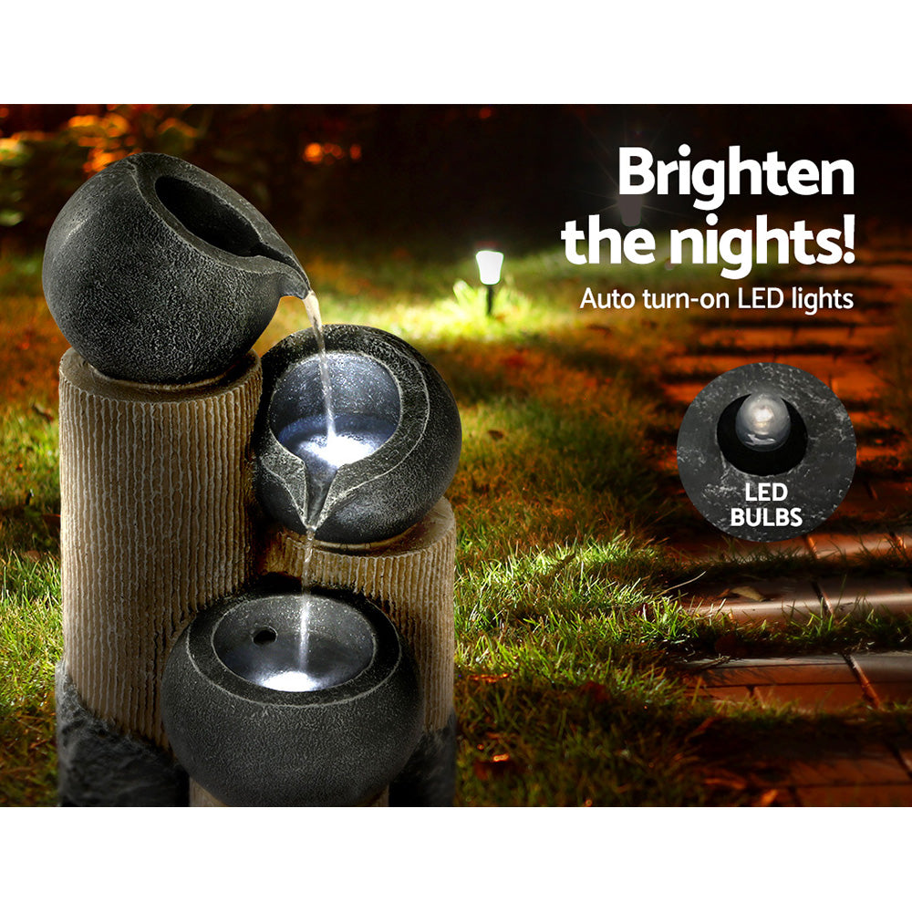 Solar Bowls Cascade Water Feature  with LED