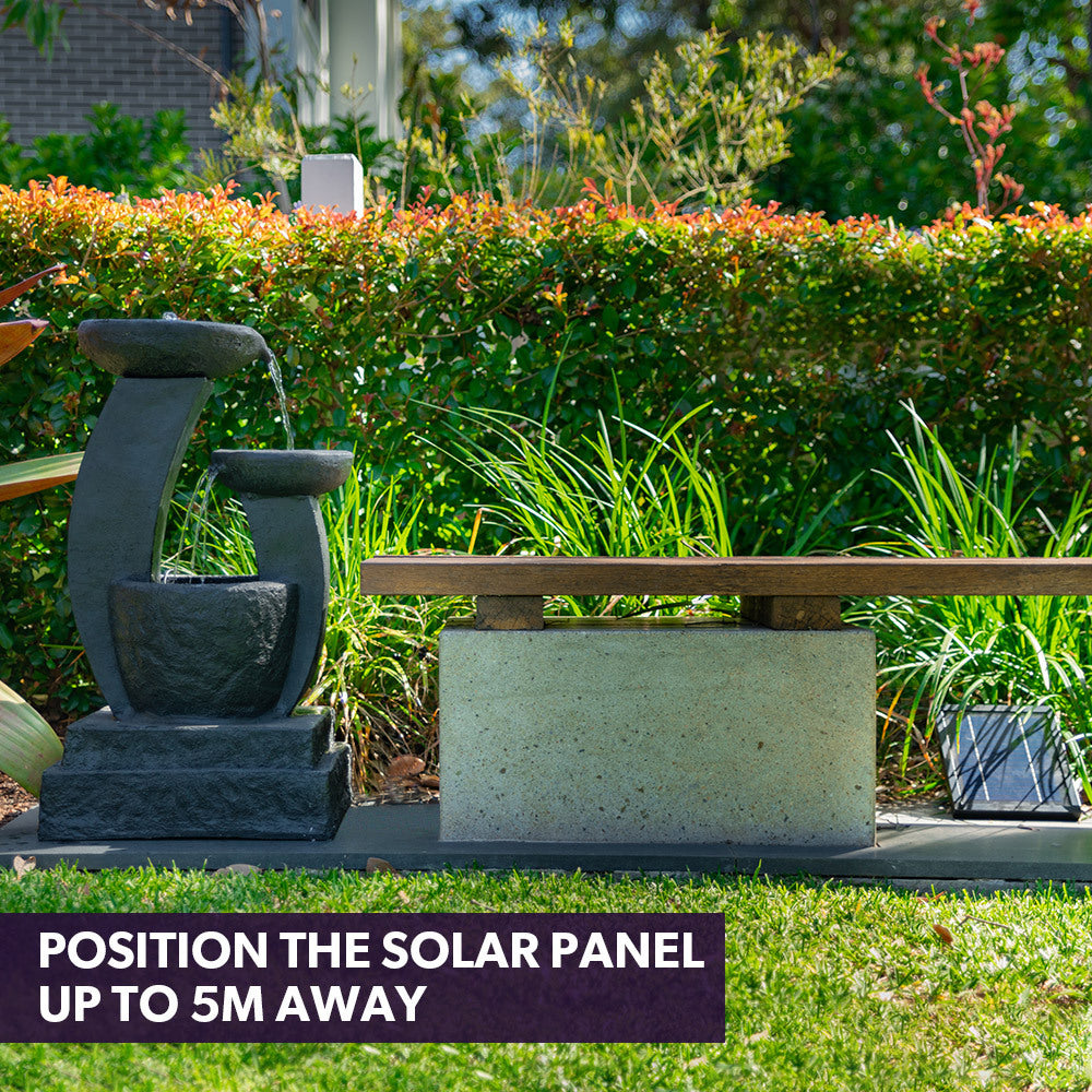 Solar Cascade 3 Tier Plates Water Feature and garden background