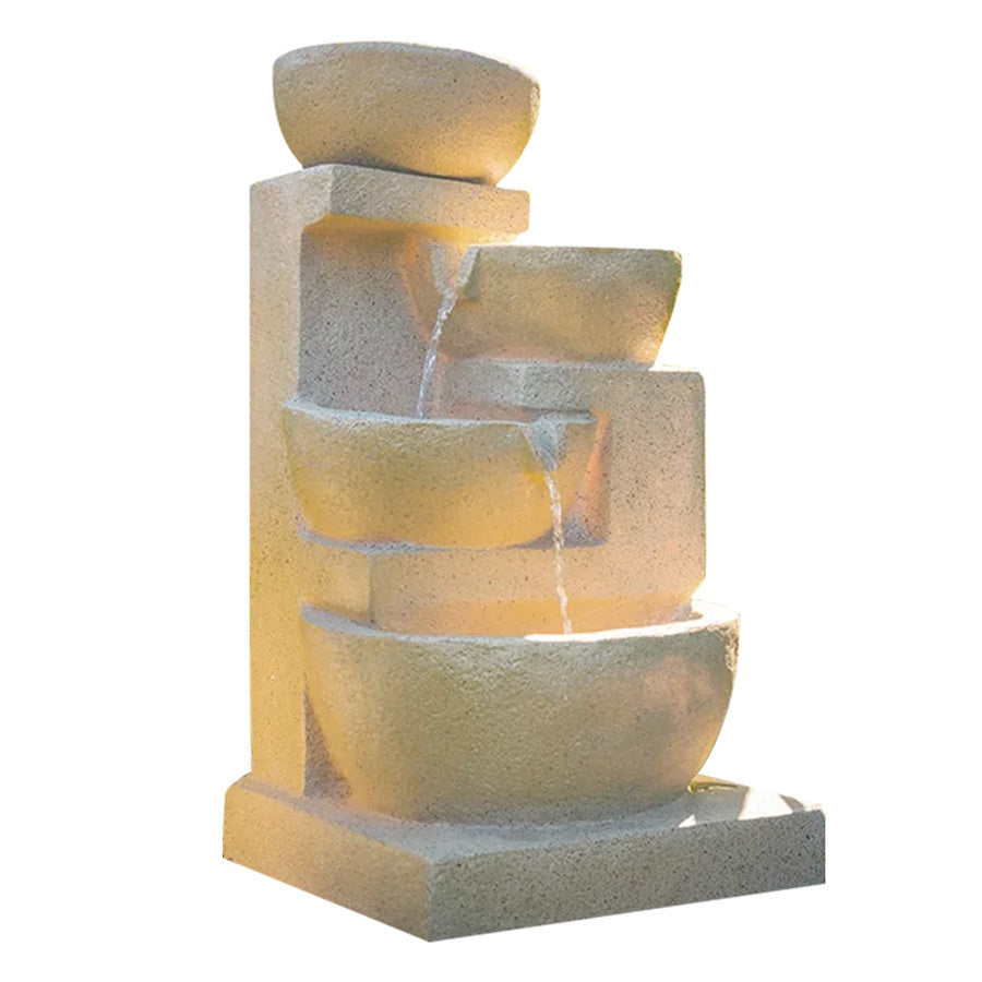 Solar Cascade 4 Bowls Water Feature Main View