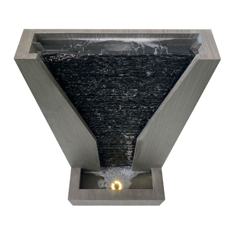 Modern Panel Water Wall Feature Fountain with LED Top View