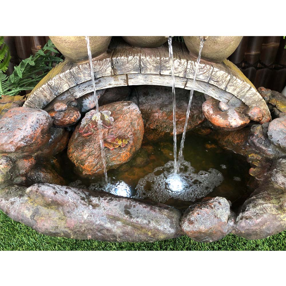 Three Pots In Peace Water Fountain Feature with LED