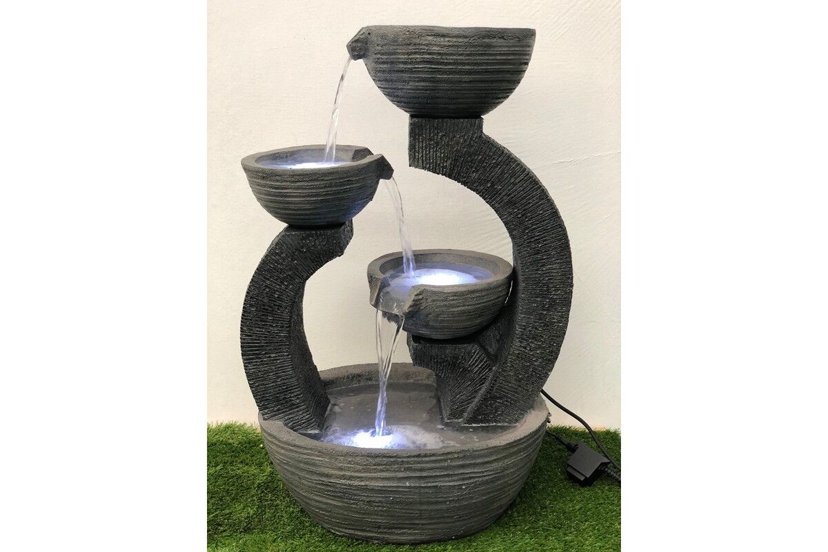 Triple Plate Bowls Water Feature Fountain LED