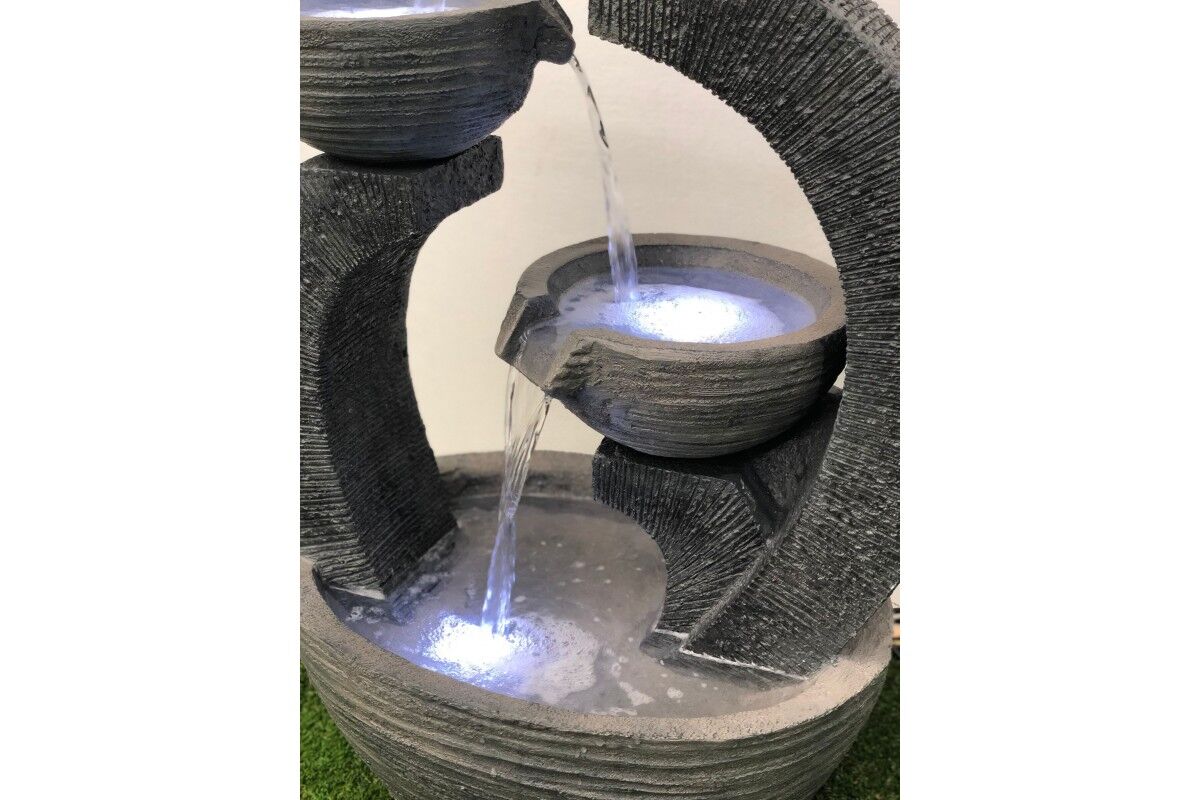 Triple Plate Bowls Water Feature Fountain closeup