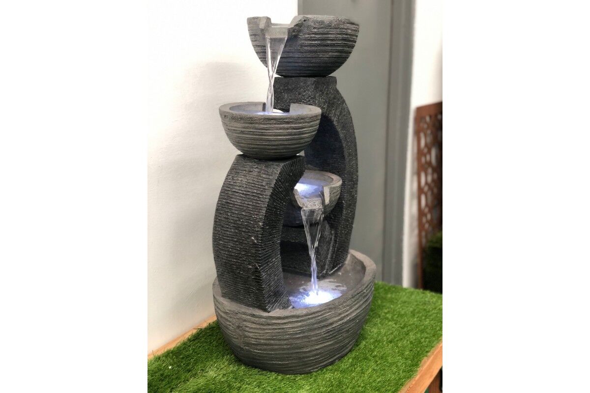 Triple Plate Bowls Water Feature Fountain sideview