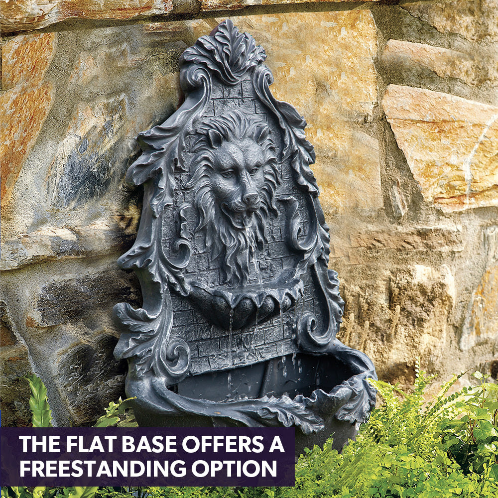 PROTEGE Lion Head Solar Powered Water Feature Fountain water flow